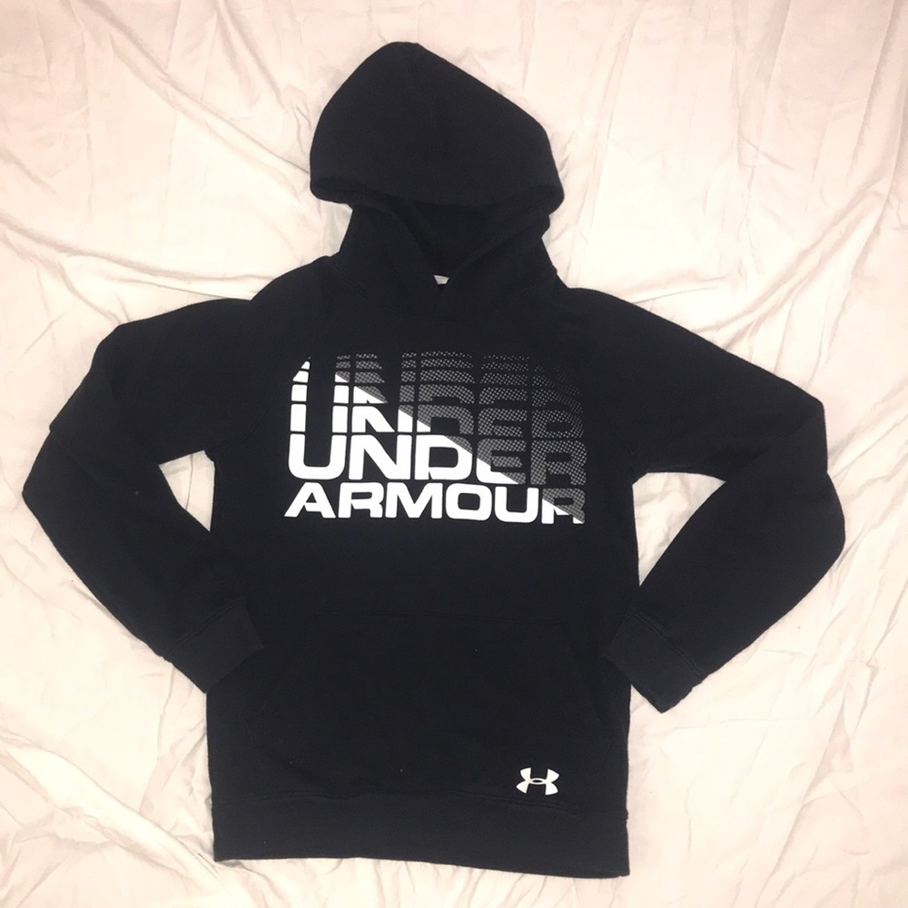 Under Armour Sz YLG Black Fleece Hooded Sweatshirt